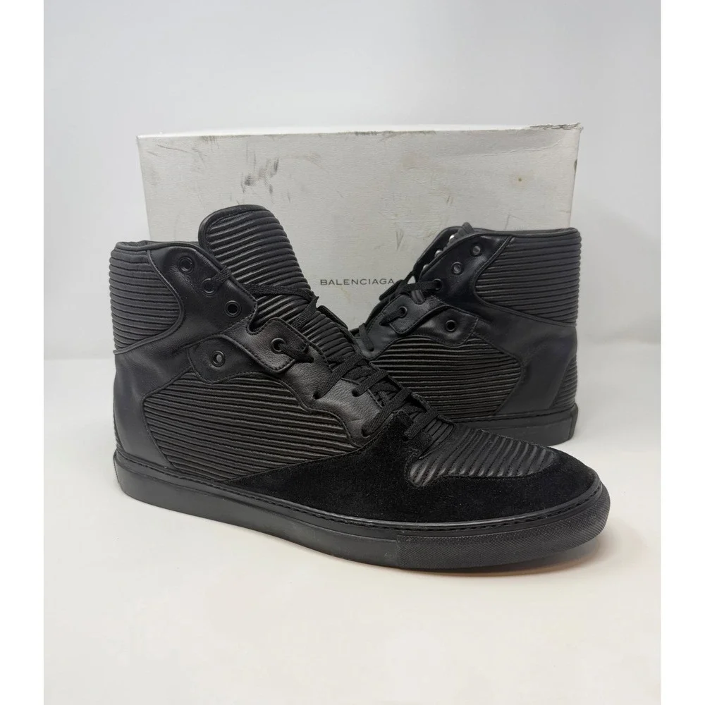 Balenciaga Pleated High Top Sneaker Black Size 14 US 47 EU